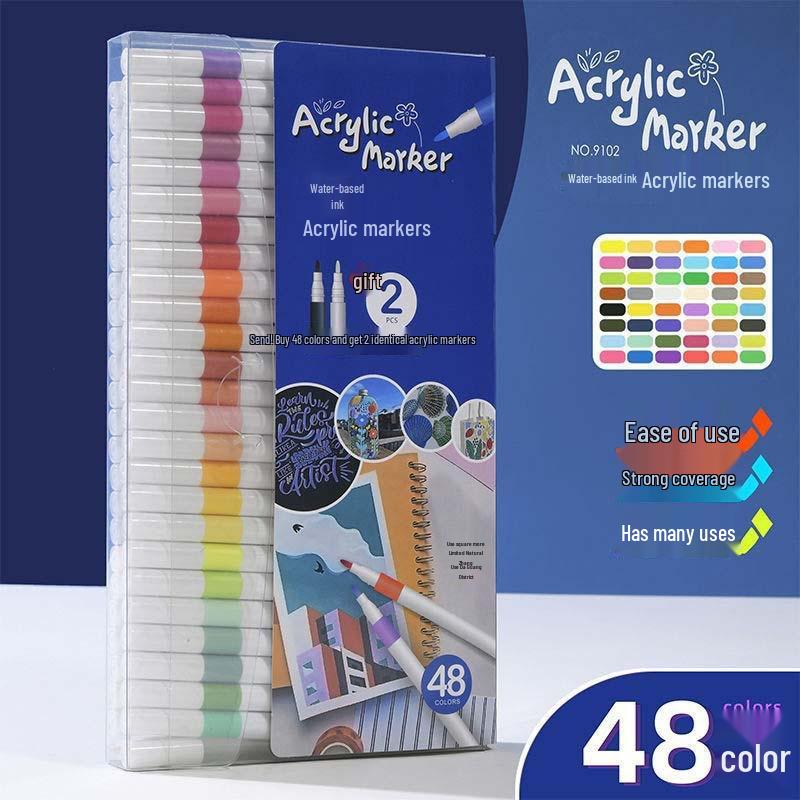 80-Color Acrylic Markers Set for Kids: Layerable Watercolor Paintbrushes in PVC Box