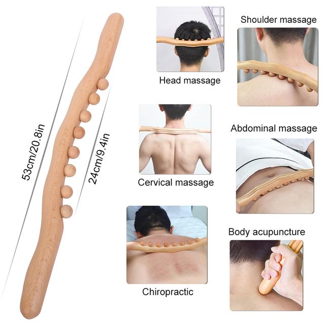 Wooden Gua Sha Stick Body Massage Tool  Abdomen Cellulite Massager For Backpain Relief Wood Therapy Massage Cup 8 Beads Handheld