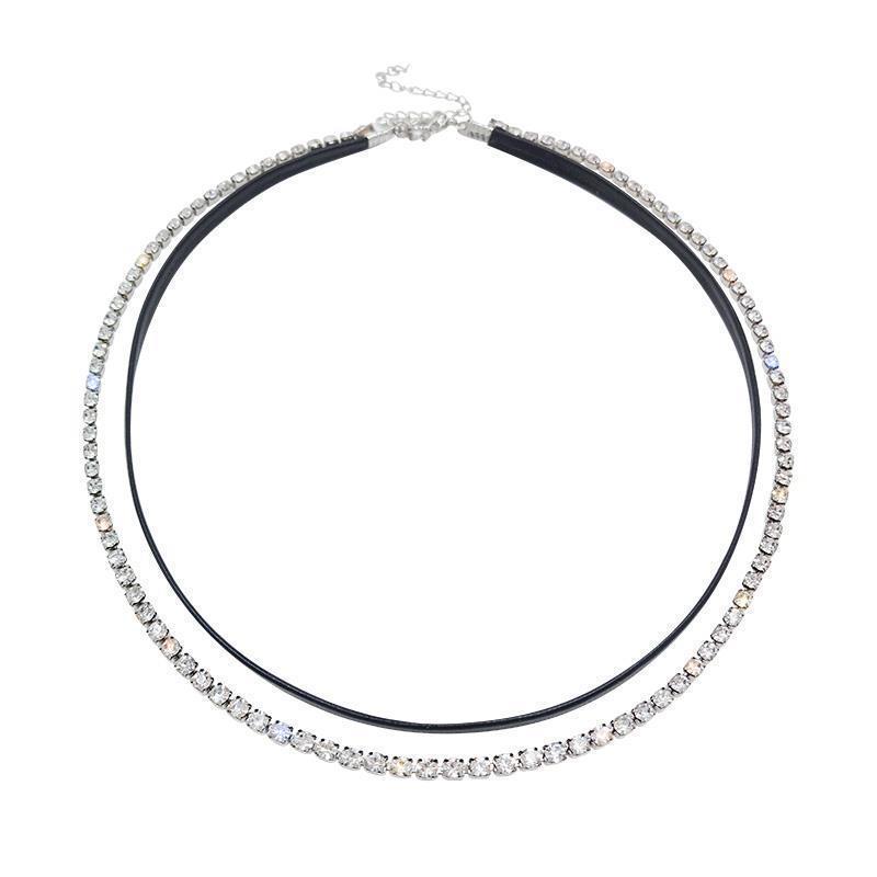 Black leather rope choker collar collarbone chain women's neck strap niche temperament neck accessories neck chain necklace