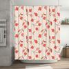 Modern Floral Fruit Print Shower Curtain Waterproof Bathroom Decorative Liner Red Apple Design (230x185cm)