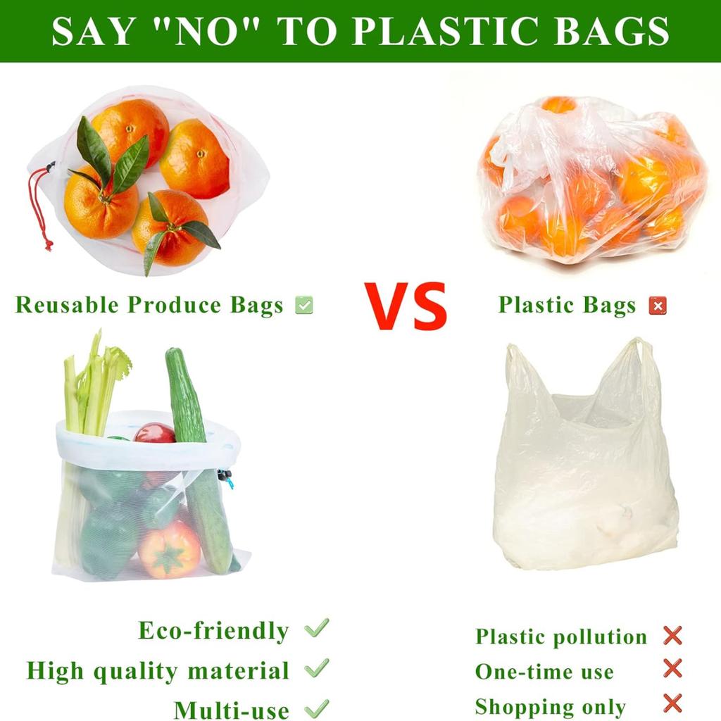 Opakovaně použitelné sáčky ze síťoviny – omyvatelné sáčky – 12 malých červených (8" x 12") Průhledné síťové sáčky pro skladování ovoce, zeleniny, hraček