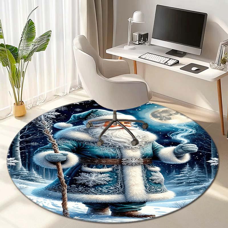 Cute Christmas Day Gift Bell Santa Claus Snowman Christmas Tree round rug Home Soft Decorative Anti slip Chair Mat Carpet Outdoor Floor Mat Carpet 6