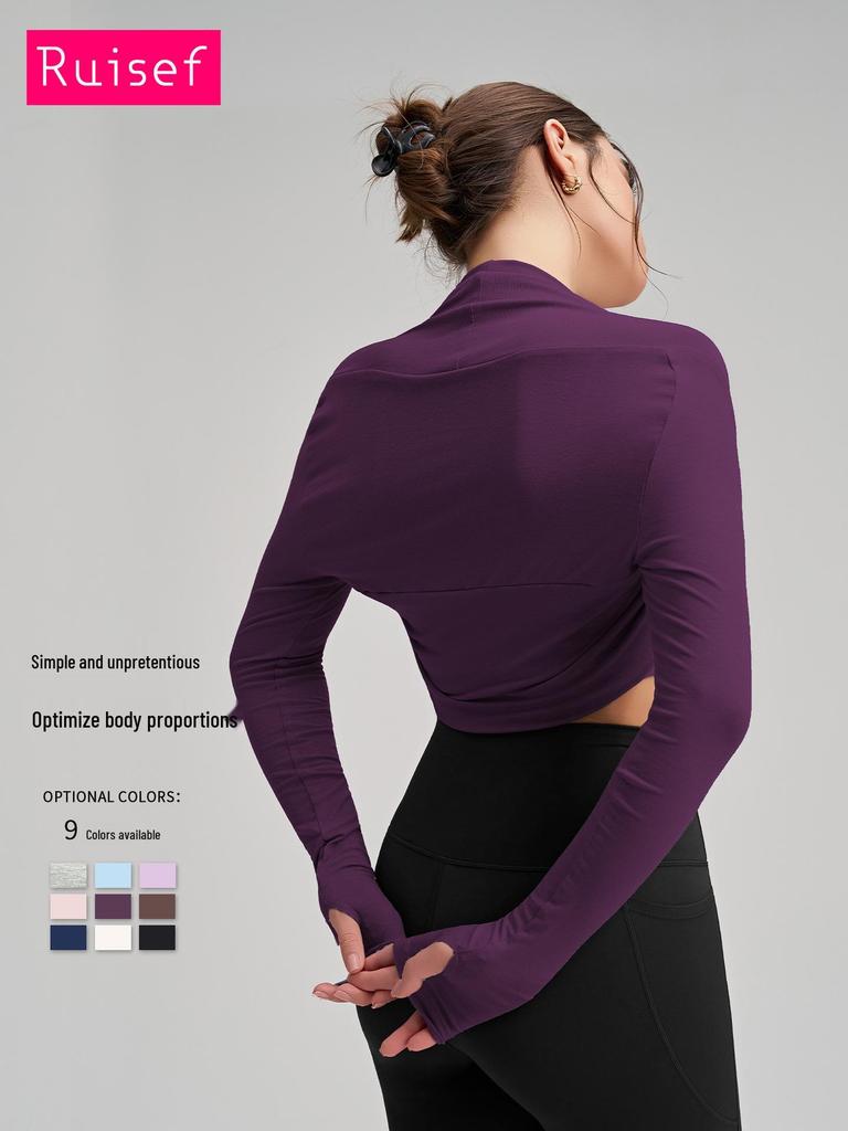 Curated Sports Long Sleeve Yoga Cardigan - Solid Color Shawl for Armpit Coverage & Training
