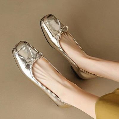 Herbst rutschfeste einzelne Schuhe neue weiche Sohle Doudou Schuhe Retro Silber flache Sohle Oma Schuhe