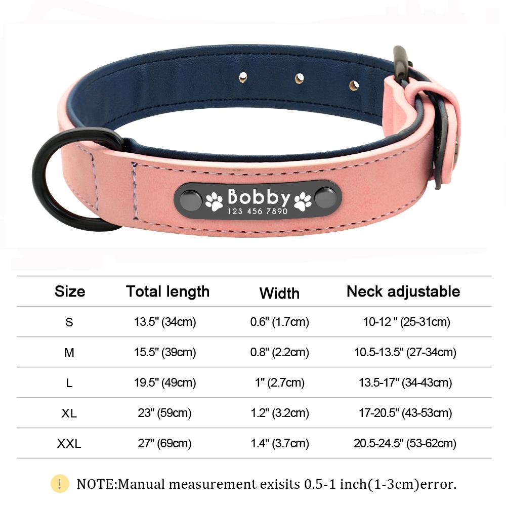 Custom Leather Dog Collar Personalized Collars with Free Engraved Nameplate for Small Medium Large Dogs Pitbull Labrador XS-XXL