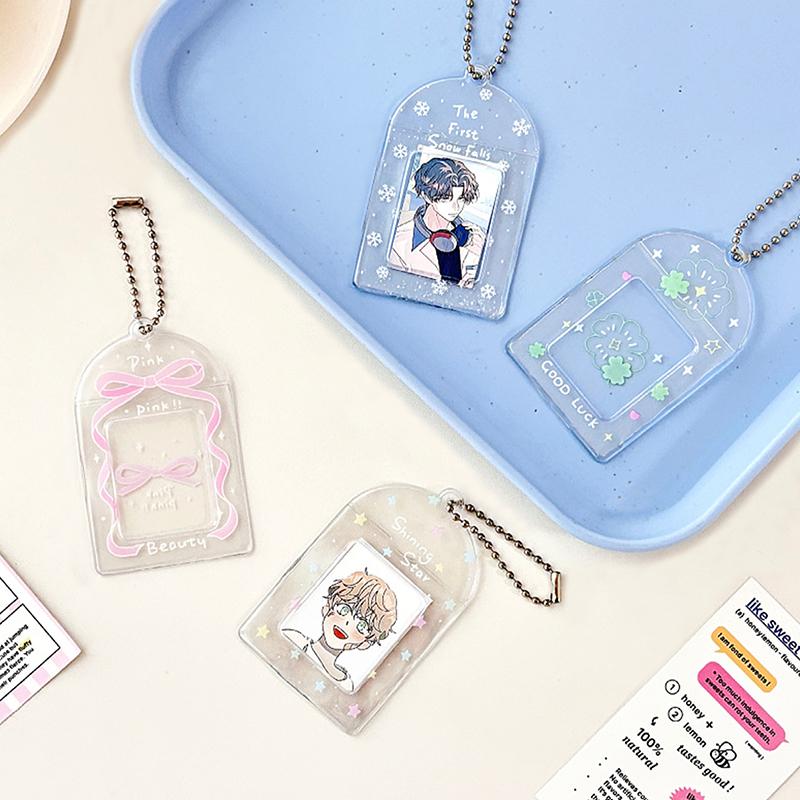 Ins Kreslený Držák na fotokarty Akrylové Kpop Pouzdro na karty Fotorámeček pro fotku idolu Album na fotografie Průkaz totožnosti Obal na karty Fólie s přívěskem Klíčenka