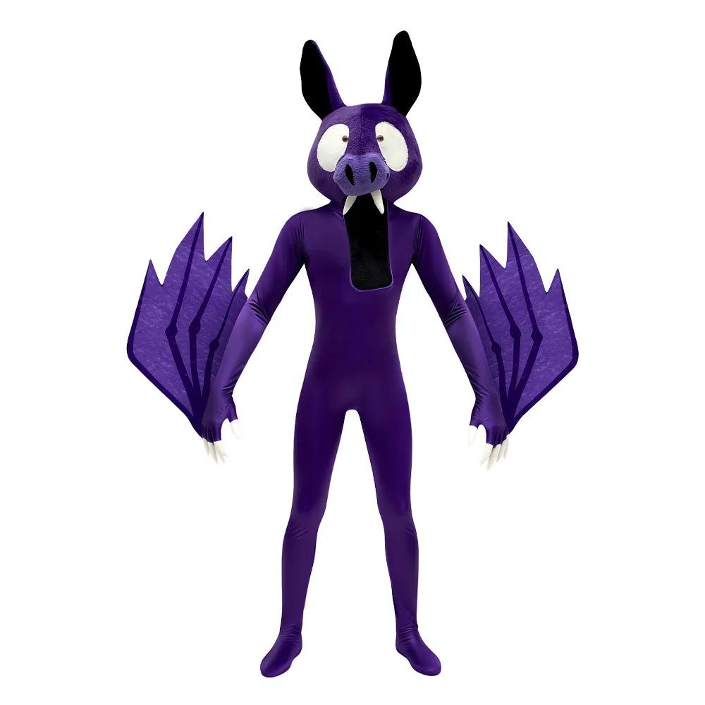 Kids 99 Nights In The Forest Bat Cosplay Costume Bat Animal Cosplay Bodysuit and Mask Set Child Halloween Party Dress Up Costume