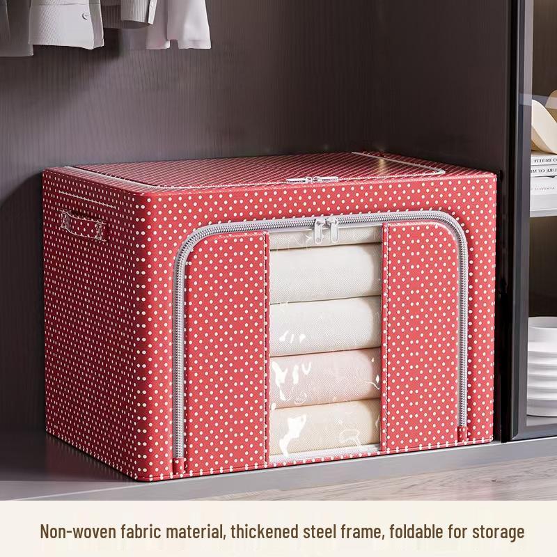 Extra Large Foldable Polka Dot Storage Box - Thick Oxford Cloth for Clothes & Quilts