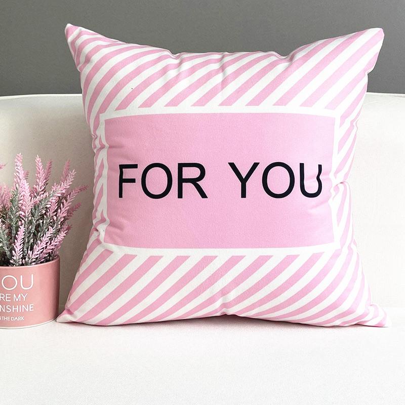 Nordic Ins Style Pink Girl Sofa Pillow Cushion Printed Bedside Car Office Cushion