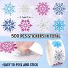 500PCS Christmas Stickers Transparent Snowflake Pattern Stickers DIY Xmas New Year Party Decor Self Adhesive Sealing Gift Labels