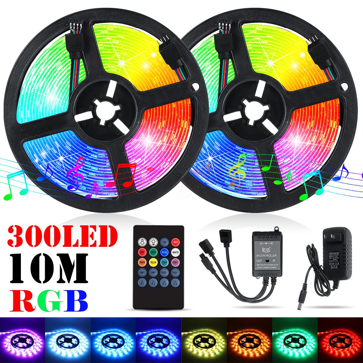 

Светодиодная лента 5 м/10 м, водонепроницаемая, IP65, уличная, 12 В постоянного тока, 5050 RGB, музыкальная лампа, ИК-пульт дистанционного управления + вилка европейского стандарта и США