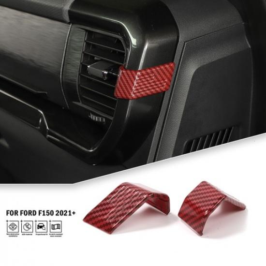 Center Console Side Air Vent Outlet Cover Trim For Ford F150 Red Carbon fiber