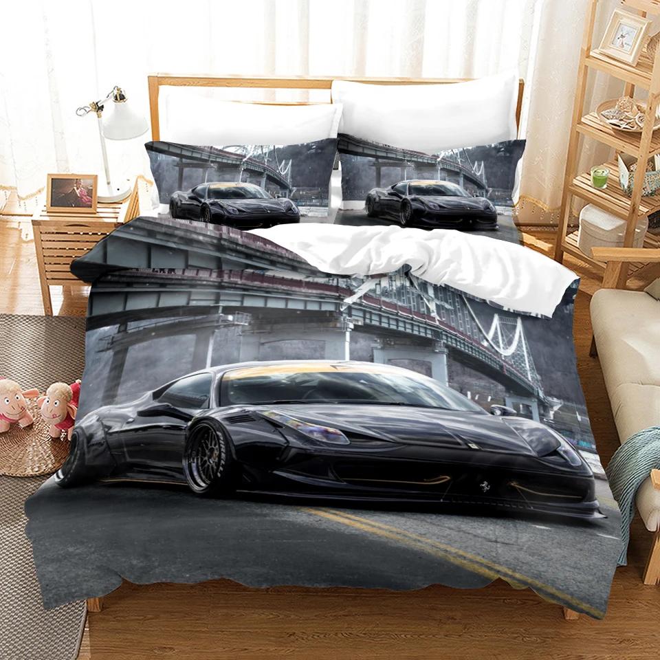 Sports Car Luxury Bedding Set Down Duvet Bedroom Bed Cover Single and Double King Size Quilt Cover Home Textiles 2/3pcs