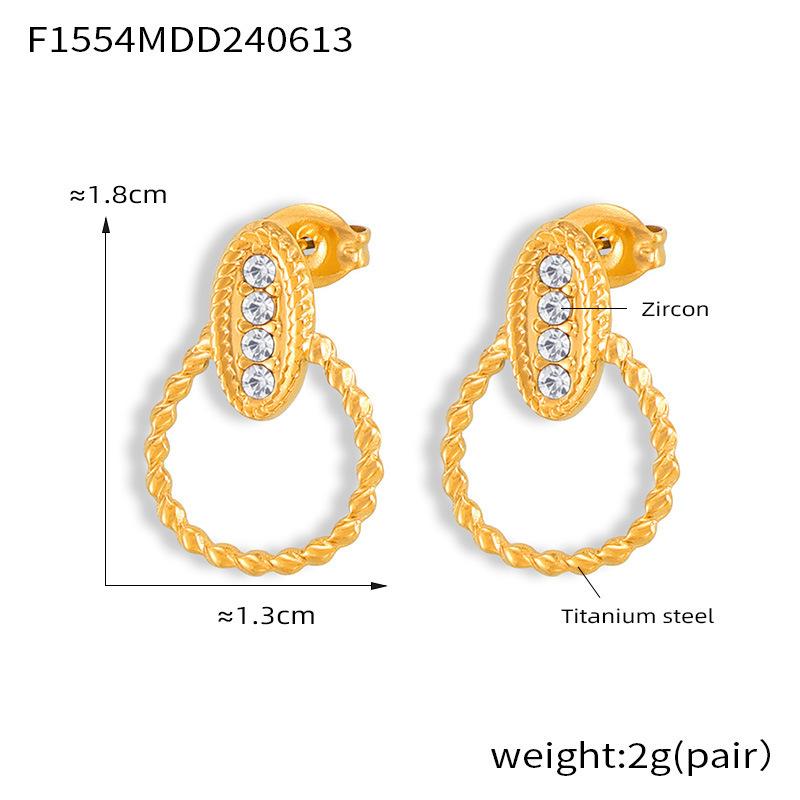 

Серьги-гвоздики Fashion Temperament Design French Twist из циркония, ретро-геометрические серьги из титановой стали с золотым покрытием, не выцветающие серьги