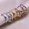 1Pc Stainless Steel Waterproof Women Personality Textured Chunky Open Rings Vintage Hollow Irregular Multi-layer Anillos Jewelry
