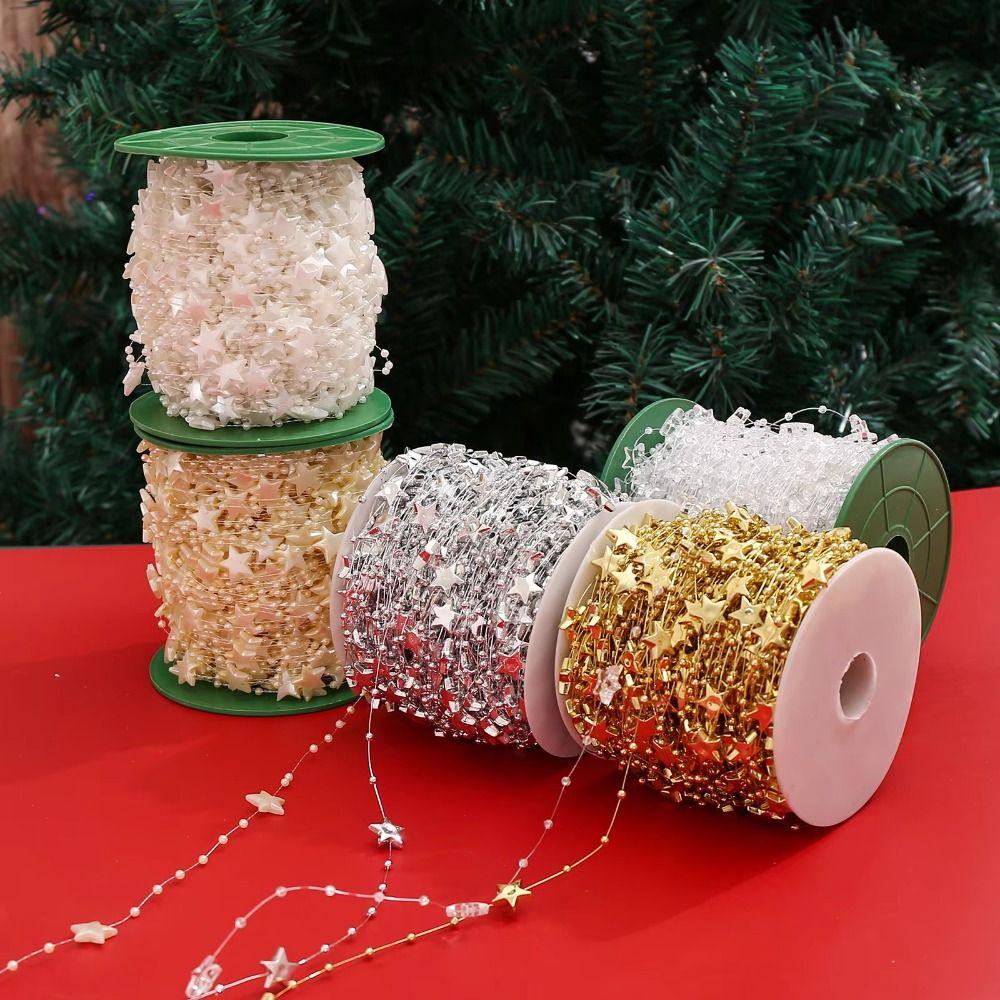Plastic Star Beads Chain Electroplated Christmas Star Chain Decoration  For Diy Jewelry Making