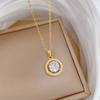 Round Empty Zircon Light Luxury Temperament Gorgeous Full Diamond Necklace Female Versatile Collarbone Chain Titanium Steel Chain
