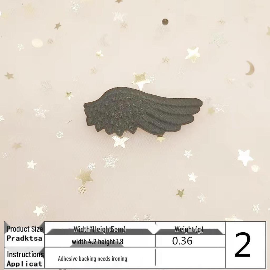 Na Yang Black & White Wings Embroidery Patch - Cute Self-Adhesive Decorative Applique for Shoes & Clothing