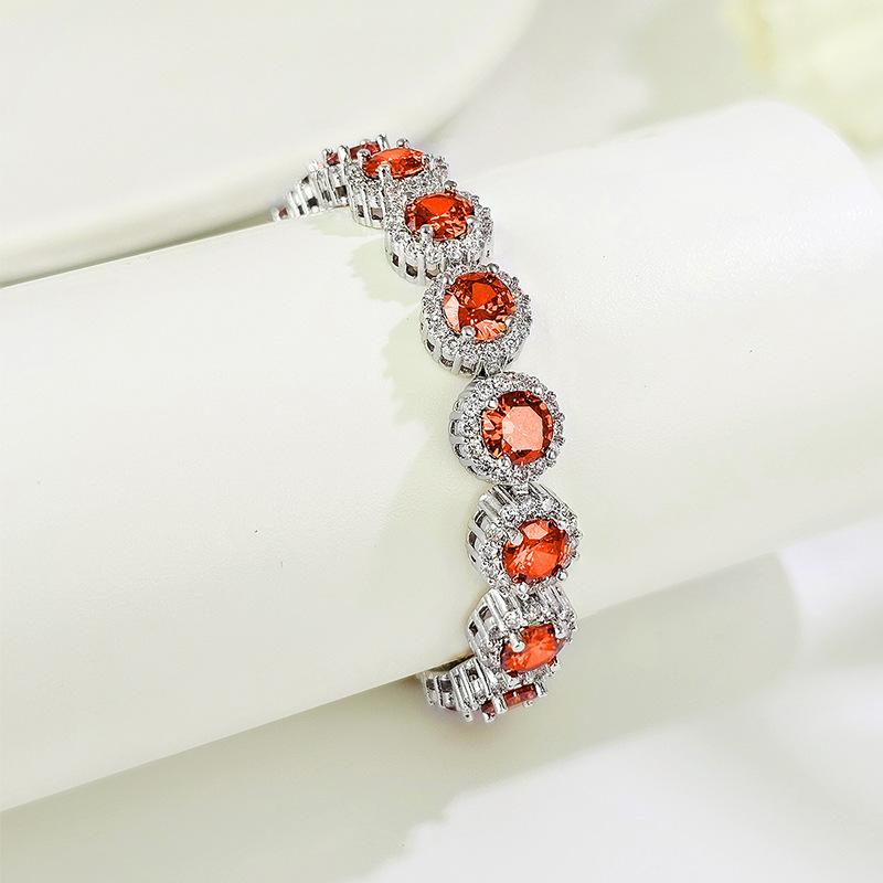 Flower head chain zircon bracelet main stone 5mm zircon copper plated real gold, high quality in Europe and America