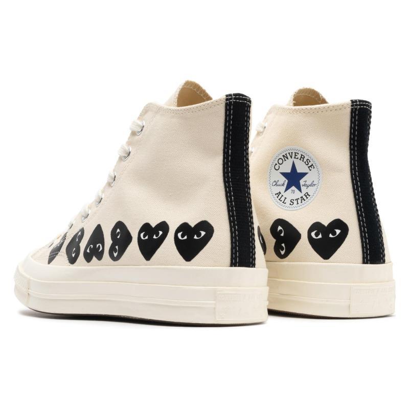 Comme Des Garçons Play X Converse 1970s Comfortable and Versatile High-top Canvas Shoes Unisex Beige.