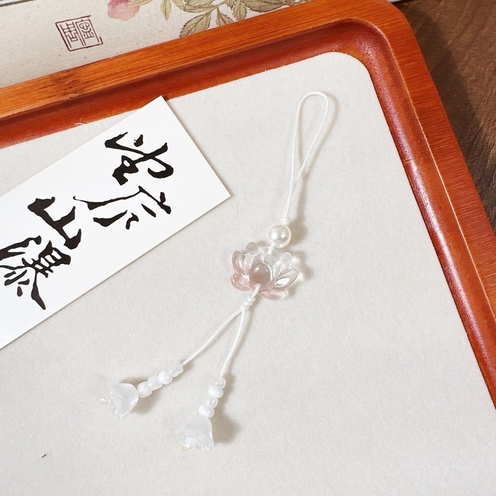 Tassel Detail Lotus Beaded Key Chains Solid Color Mobile Phone Chain  Bag Decoration
