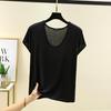 Plus Size Women's Loose U Neck Short Sleeve Modal Tee Thin Solid Color Tshirt All Match Tops M to 6XL