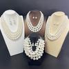Multi-layer Imitation Pearl Necklace Party Dress Collar Chain Fashionable Beaded Luxury Retro Jewelry
