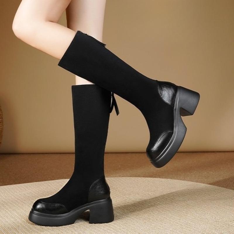 Anti-slip Shoes, Long Boots, Women's Thick-soled Boots, Padded High Boots, Women's Long Boots