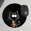 Black Cat Round Mouse Pad Durable Non-Slip Rubber Mat Office Gaming Desk Pad Mouse Mat Setup Desk Accessories Mousepad Carpet