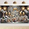 1Pcs Silver Champagne New Year Celebration Decoration Background Holiday Backdrop Decorations For Photo Studio Photo Booth Party