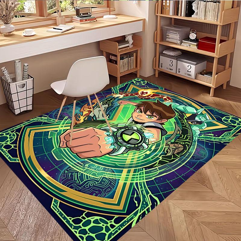 Ben 10 Cartoon Print Rug, Washable Floor Carpet, For Entryway Dorm Laundry Room Office Study, Home Decor Birthday Christmas Gift