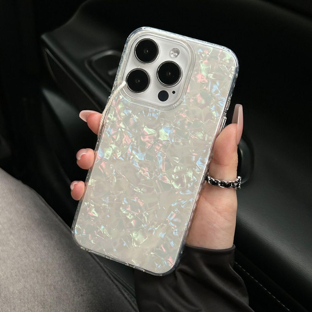 

Супер крутой лазерный чехол для телефона с текстурой морской ракушки для iPhone 16 15 14 13 12 11 Pro Max XR XS MAX 7 8Plus MINI Y2K Модный задний чехол iPhone 12 Mini
