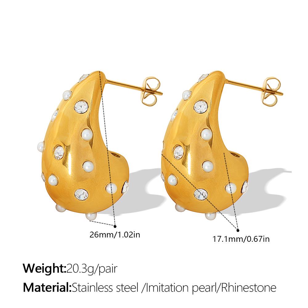 

Gold Teardrop Earrings: Elegant Niche Design with Colorful Diamond Inlays for Women