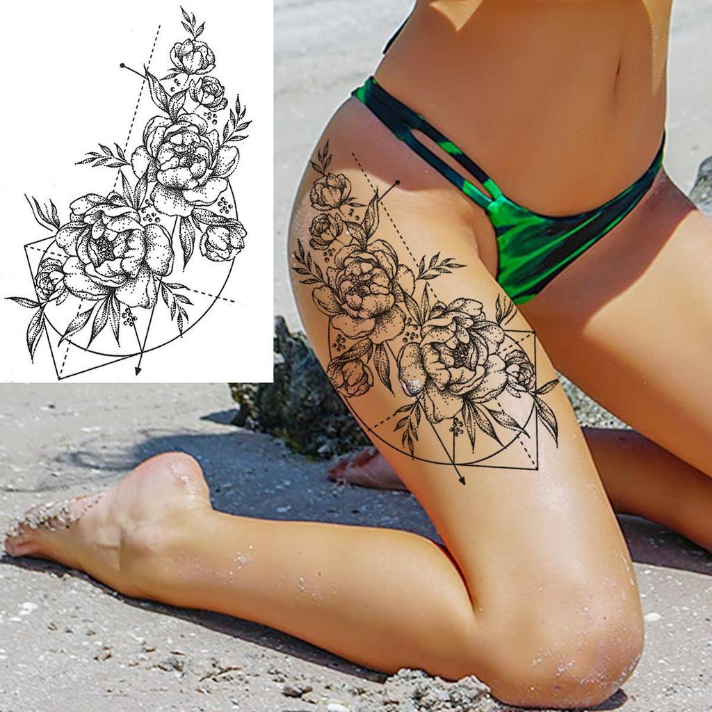 Hochwertige temporäre Rosen-Tattoos für Arm und Wade – Europäischer & Amerikanischer Stil