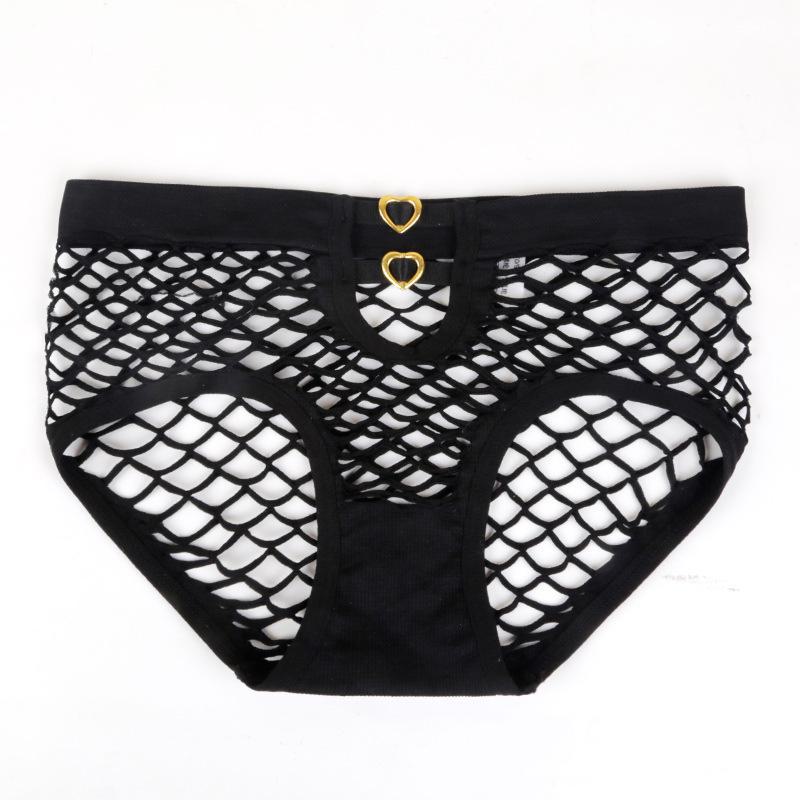 Women's Seamless Fishnet Briefs: Comfortable Japanese & Korean Style, Hollow Design, Large Size - Model 8851