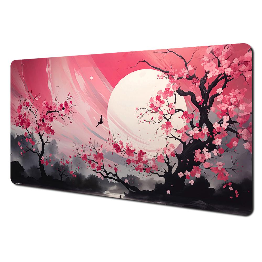 Ink Wash Style Cherry Blossom Pagoda Scenery Large Mouse Pad Desk Mat Pc Accessories Gaming Pad Office Rug Mouse Carpet Mousemat