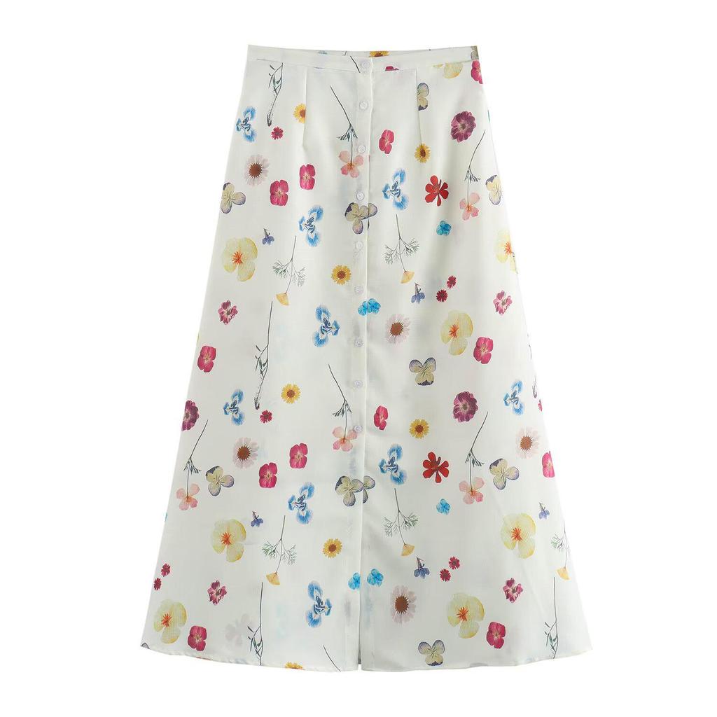 2026 Spring European & American Style Women's Printed Lace Top & Skirt Set