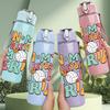 1PC In My Mom Era Text Print 750ml Color Plastic Sports Water Bottle Leakproof Flip Straw Lid Suitable for Sports Office Home Use