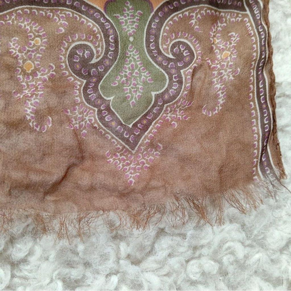 Used ETRO Silk Paisley Pattern Scarf Stole Made in Italy Multicolor Large
