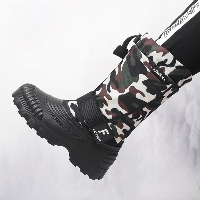 Men's Winter Warm Snow Boots Rubber Hiking Boots Outdoor Knee High Camouflage Duck Boots Waterproof  Plus Size