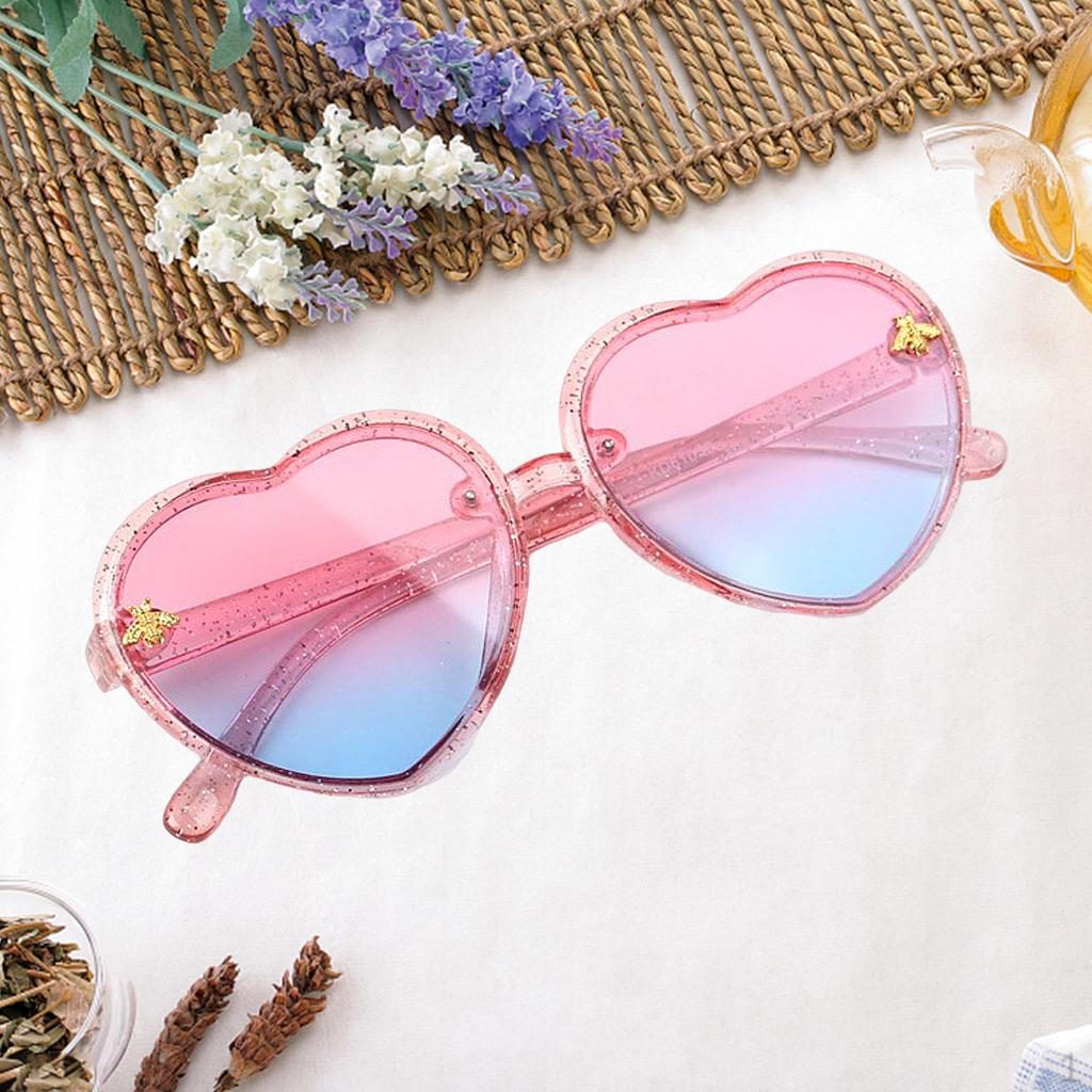 2 Pieces Colorful Heart Sunglasses UV400 Transparent Eyeglasses Eyewear Round for Girls Gift Boys