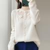 Autumn Style Heavy-Duty Crochet Knit Wool Cardigan: Women's Fashionable Hollow-Out Sweater Coat, Solid Color.