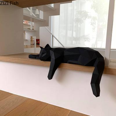 Modern Handmade Origami DIY Three-dimensional Animal Desktop Decoration Geometric Folding Cat Crafts Home Decoration Accessories