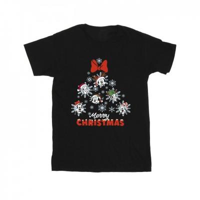 Camiseta feminina de algodão com árvore de Natal do Mickey Mouse e amigos