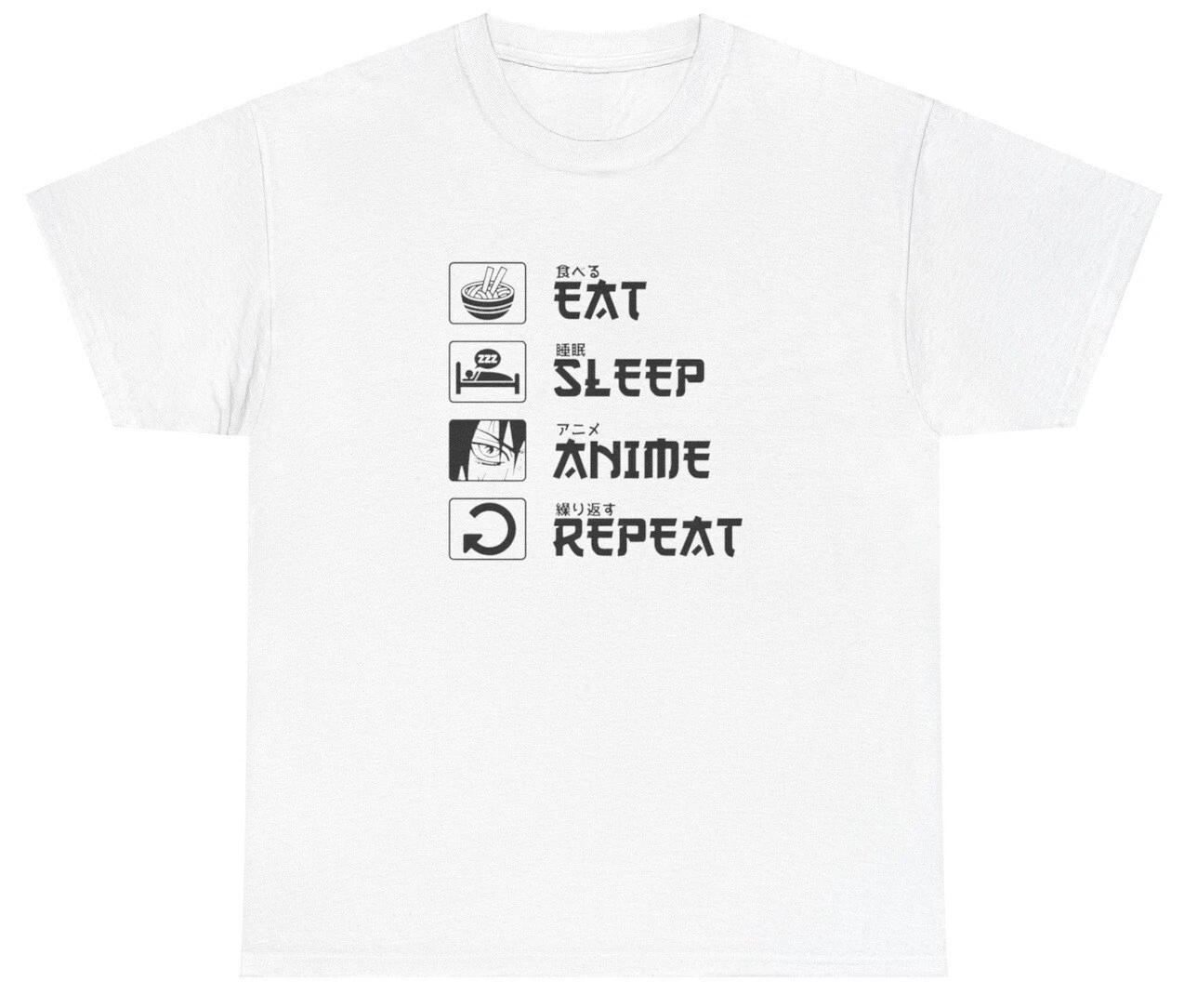 Eat Sleep Anime Repeat T Shirt Anime Lover Gift Fan Otaku Funny Meme Graphic Tee L