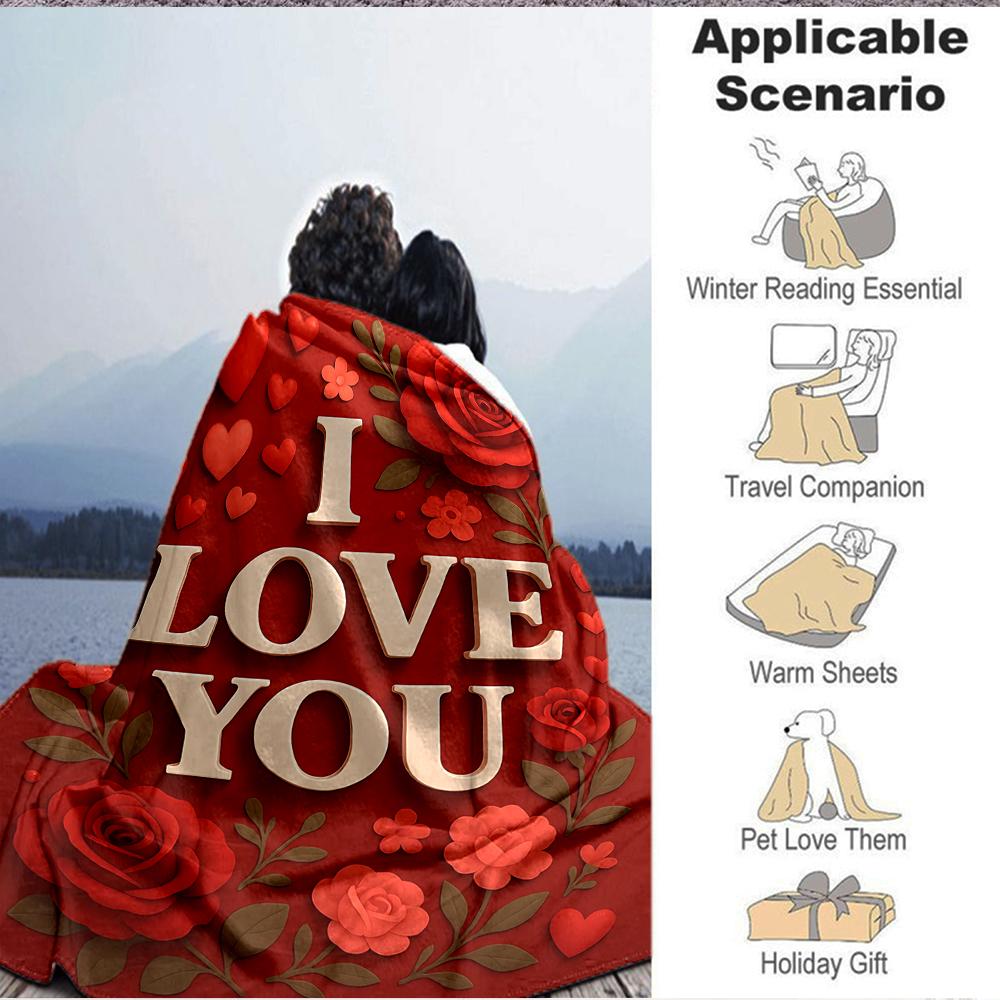 1Pc Love Bloom Flannel Blanket, Soft And Comfortable, Casual Warm, Camping Travel, Christmas, Halloween Xmas Gift. G127