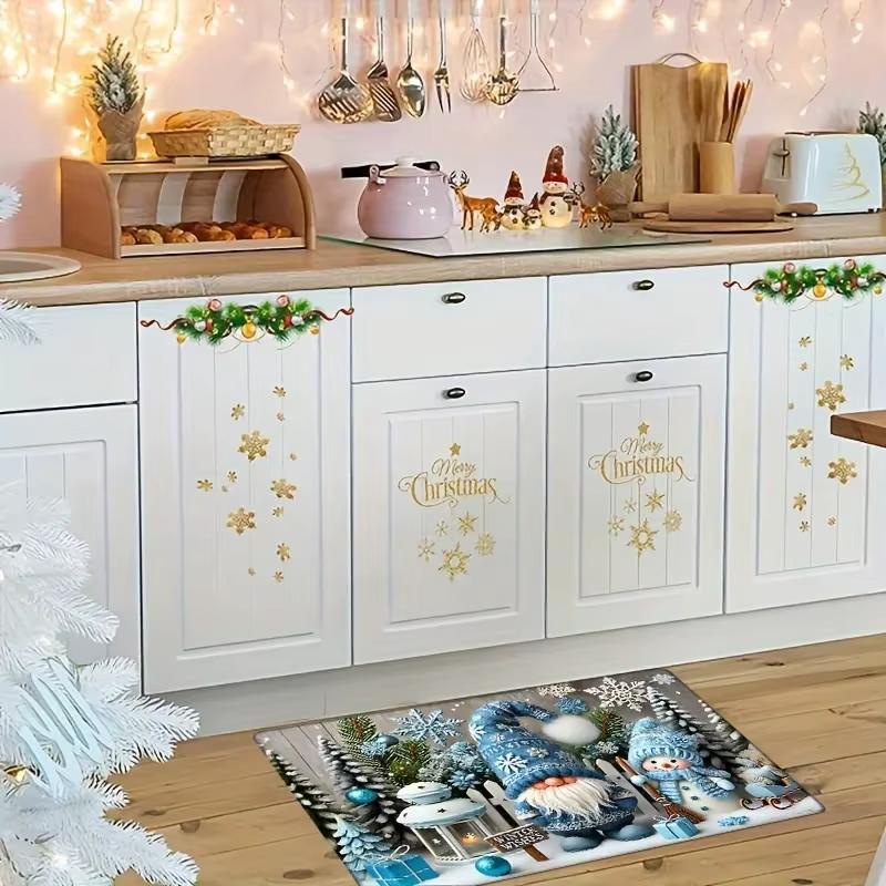 Christmas Carpet Entrance Welcome Doormat Winter Christmas Tree Waterproof Floor Mat Bedroom Kitchen Bathroom Carpet Home