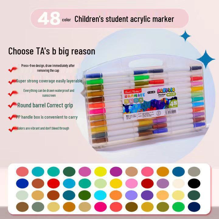 Acrylic Markers: 12, 48, 60, 80 Water-Based Colors for Student Art, Anime, Hand-Painting, Coloring, and Doodling.