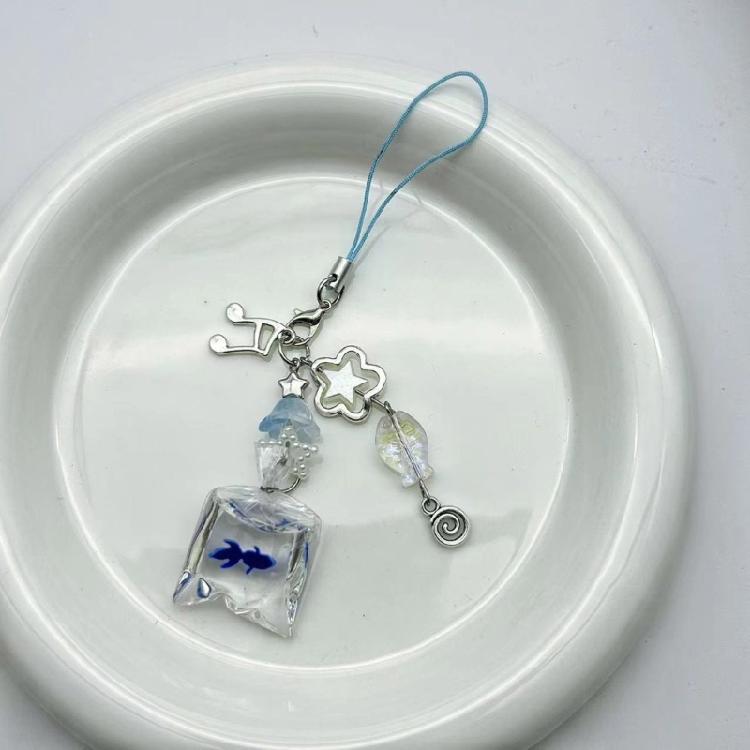 Cuteness Fish Themed Beaded Phone Accessory Comfortable Grip Resin Charm Fish Beaded Phone Lanyard Suitable for Gifts