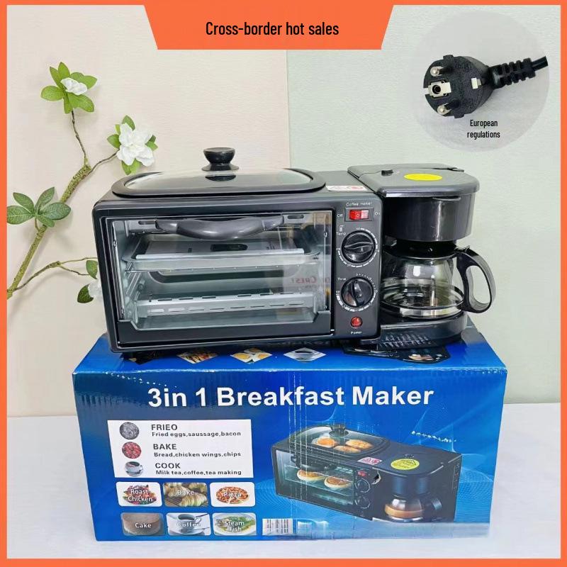 Multifunctional Breakfast Station: Toaster, Mini Oven & Coffee Maker